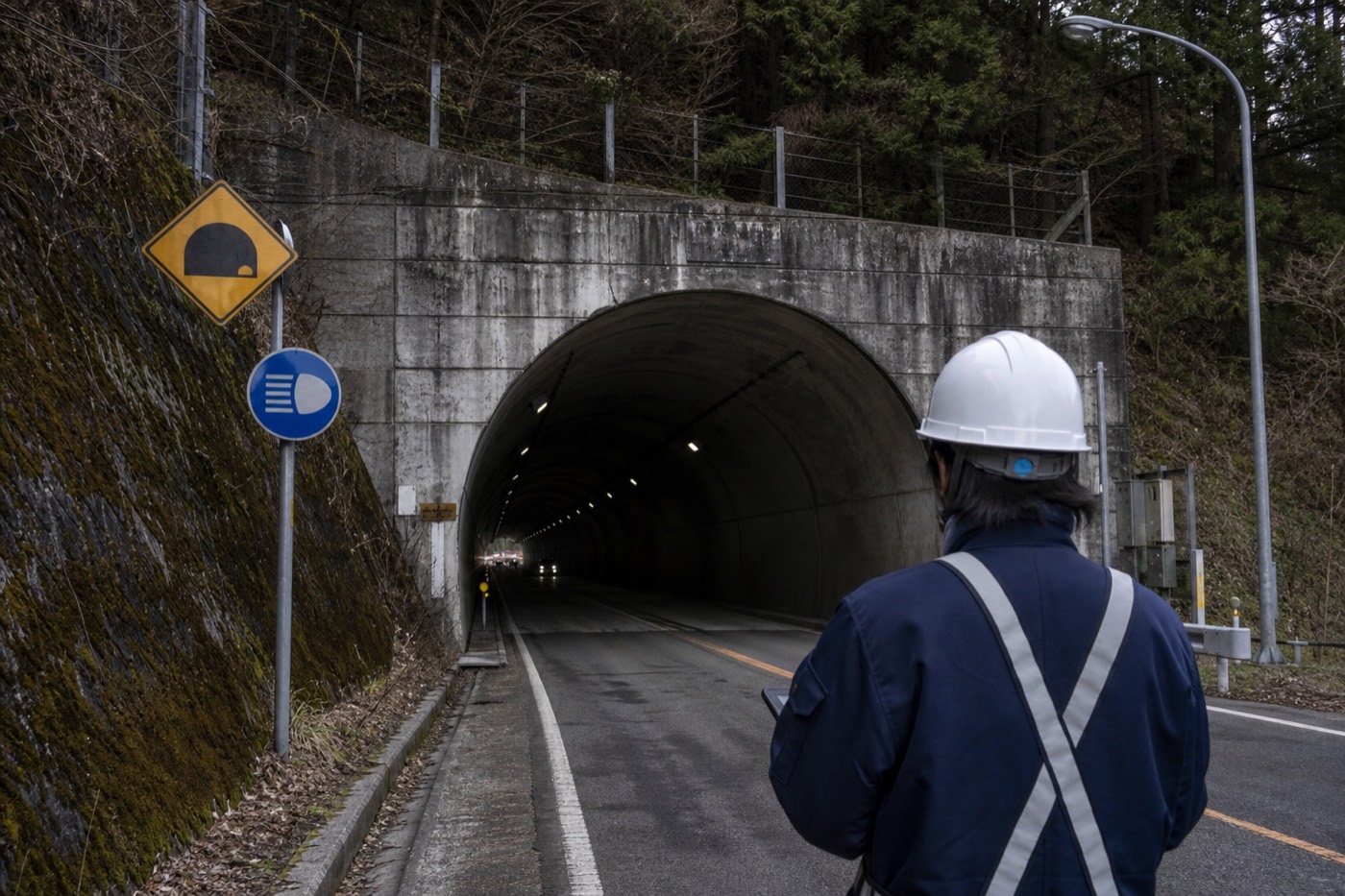 山間部の道路トンネル坑口